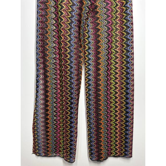 Becca Carnavale Swim Cover-Up Pants Side Slit Crochet Sheer Rainbow Size S ** - Picture 9 of 12